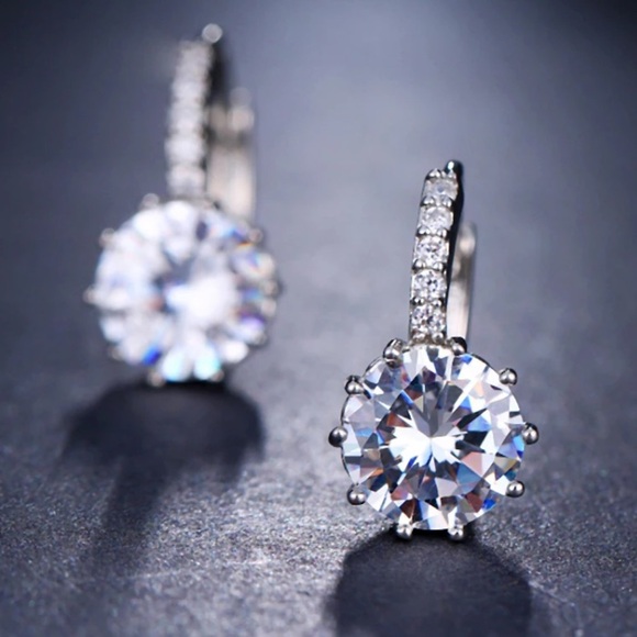 NEW Bling Drop Diamond Silver Earrings - Picture 4 of 5